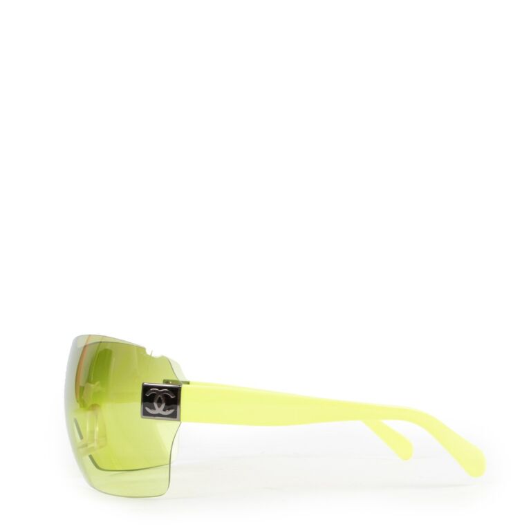 Chanel Neon Yellow Translucent Frameless Shield Sunglasses ○ Labellov ○ Buy  and Sell Authentic Luxury