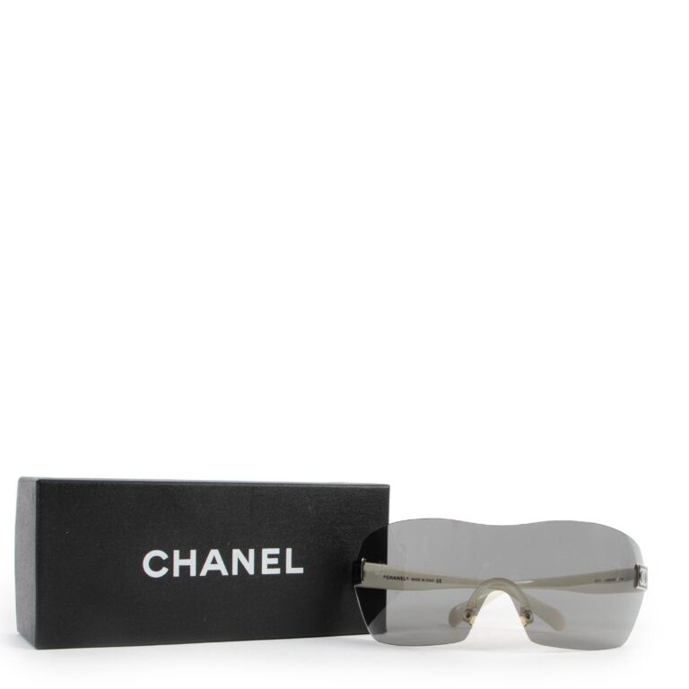 Chanel Black/White Translucent Frameless Shield Sunglasses