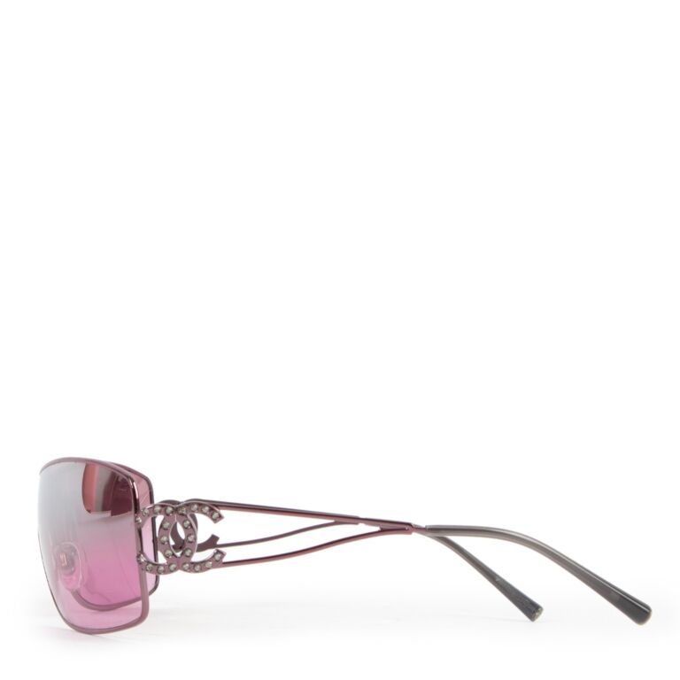 Chanel Purple Gradient Swarovski Crystal CC Logo Sunglasses