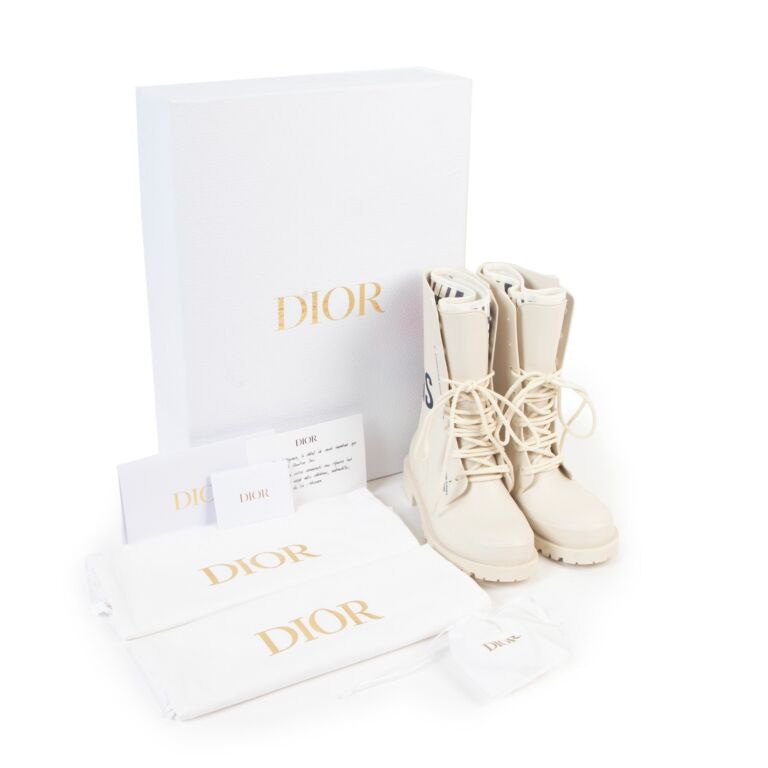 Dior Diorcamp White 'J'ADIOR PARIS' Rubber Ankle Boots - Size 37 