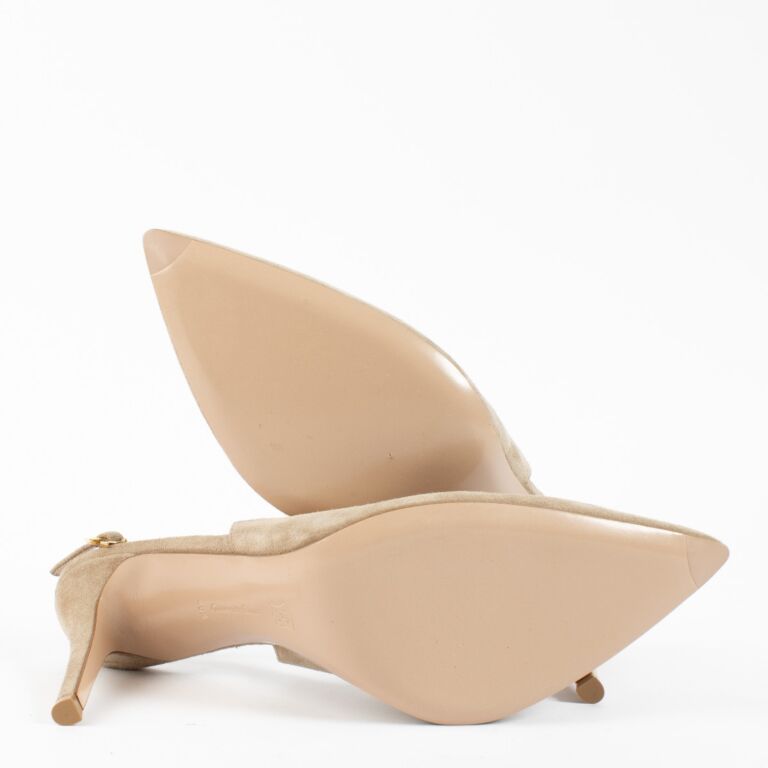 Gianvito Rossi Beige Suede Slingbacks - Size 40 1/2