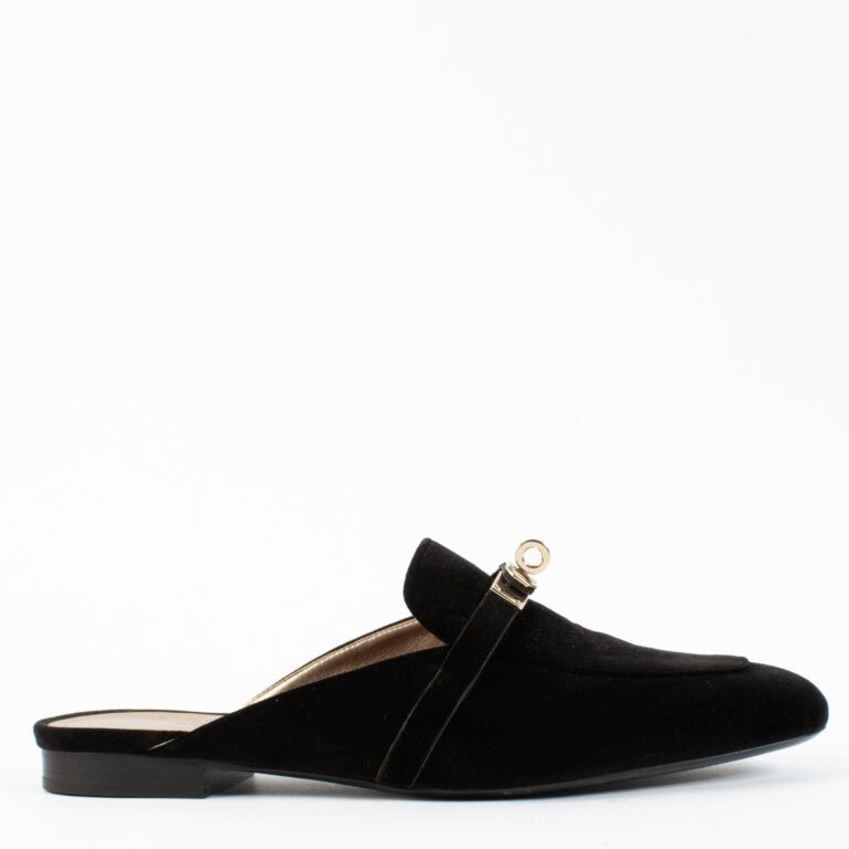 Hermès Black Velvet Oz Slippers - size 40 ○ Labellov ○ Buy