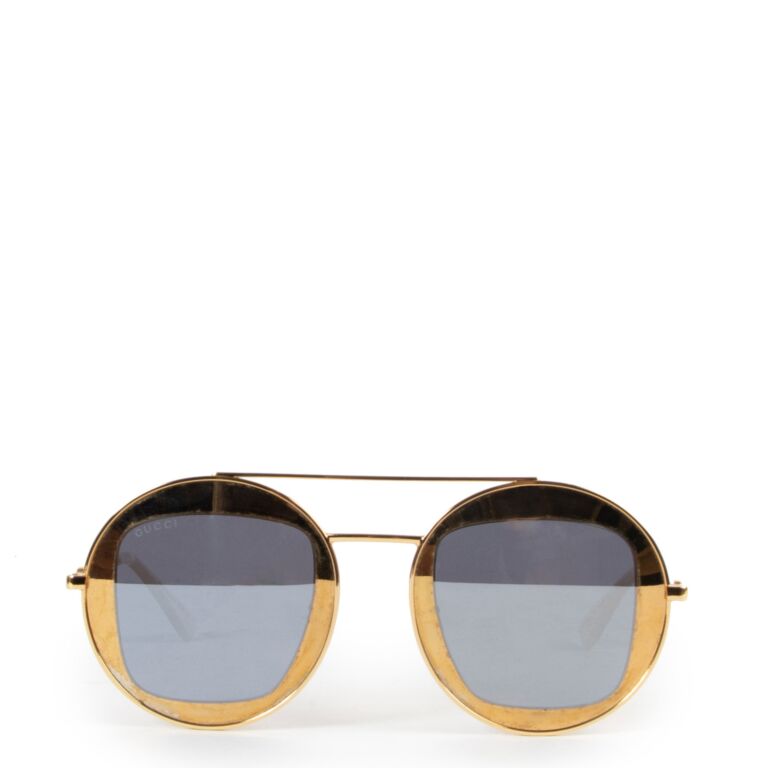 Gucci round discount gold sunglasses