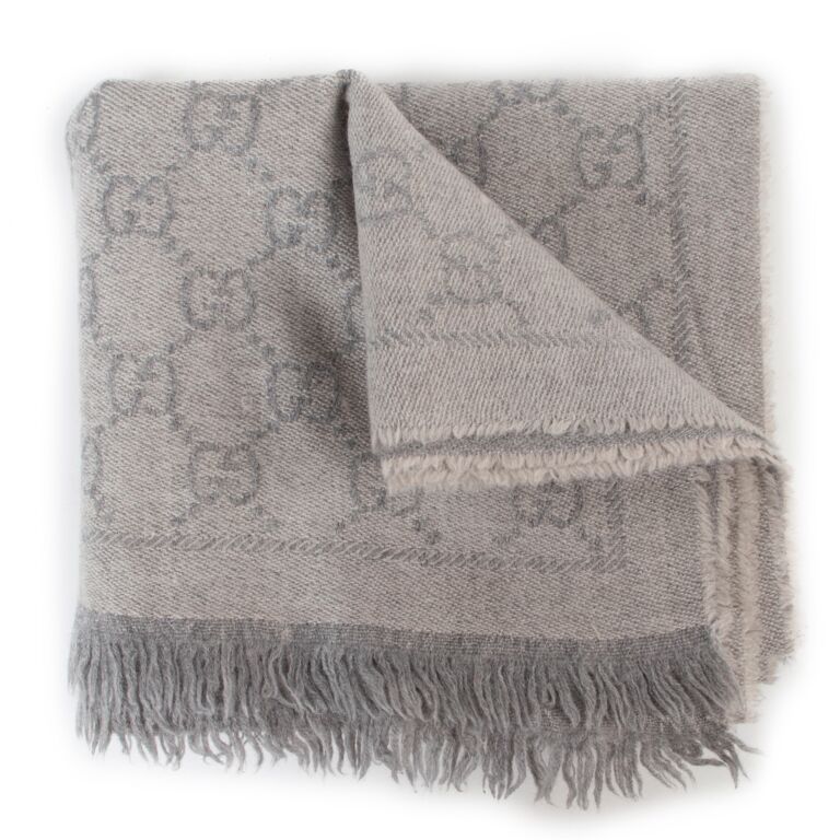 Gucci grey wool scarf clearance