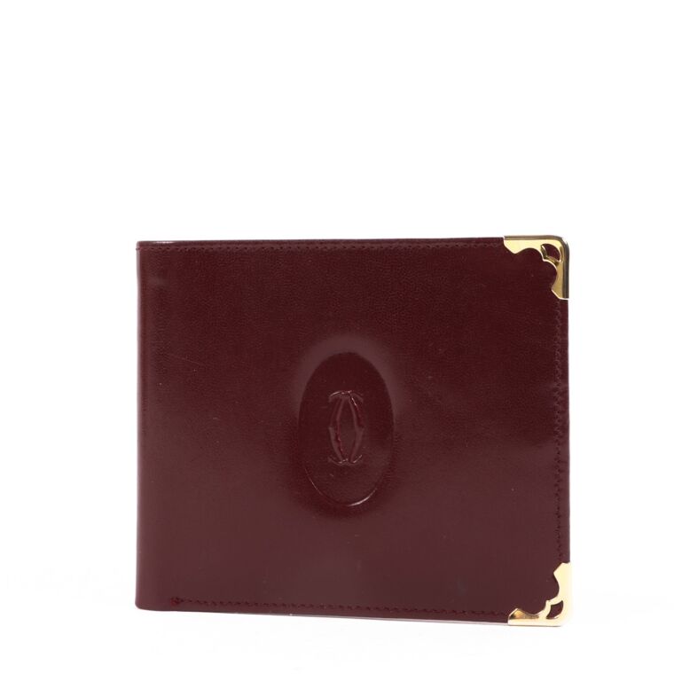 Louis Quatorze Maroquinerie Burgundy Leather Credit Card Bifold