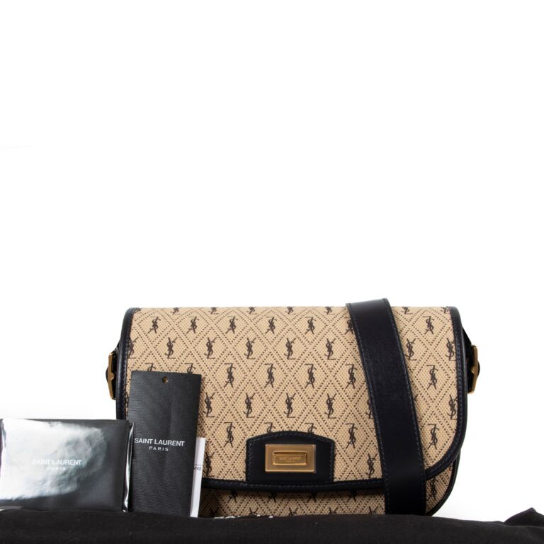 Saint Laurent Monogram All Over Canvas Satchel Bag