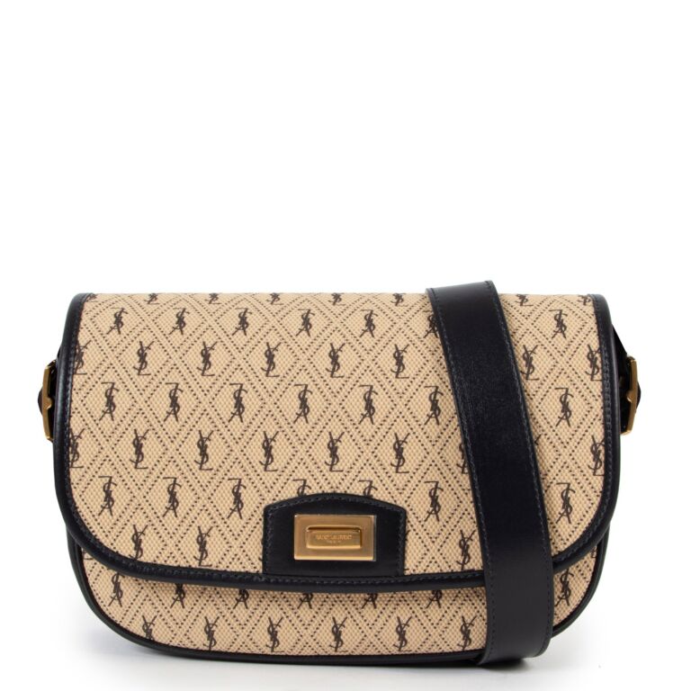 Saint Laurent Monogram All Over Canvas Satchel Bag