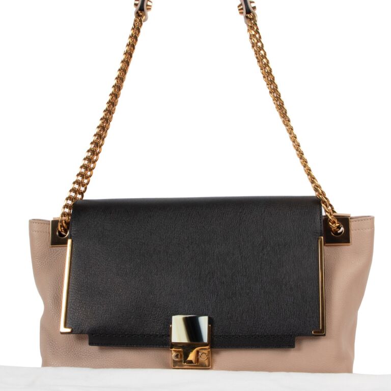 Lanvin Black Beige Trapeze Shaped Shoulder Bag Labellov Buy