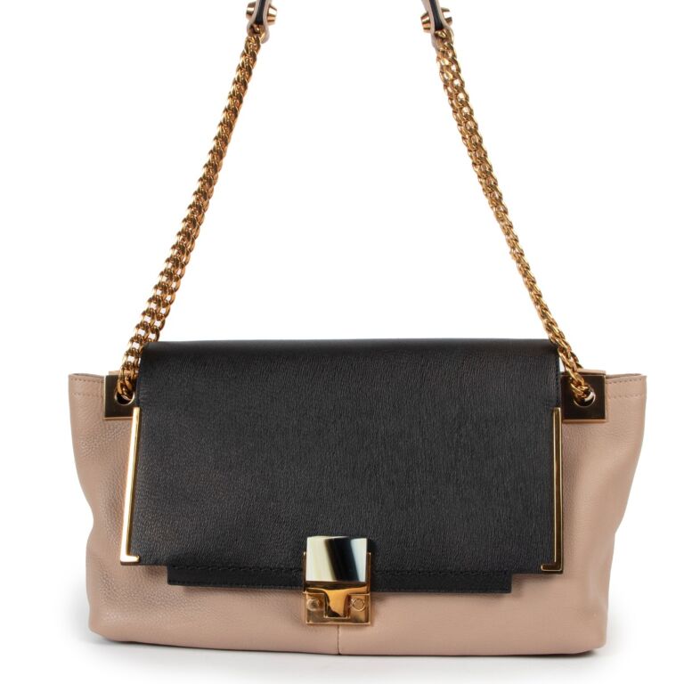 Lanvin Black Beige Trapeze Shaped Shoulder Bag Labellov Buy and Sell Authentic Luxury