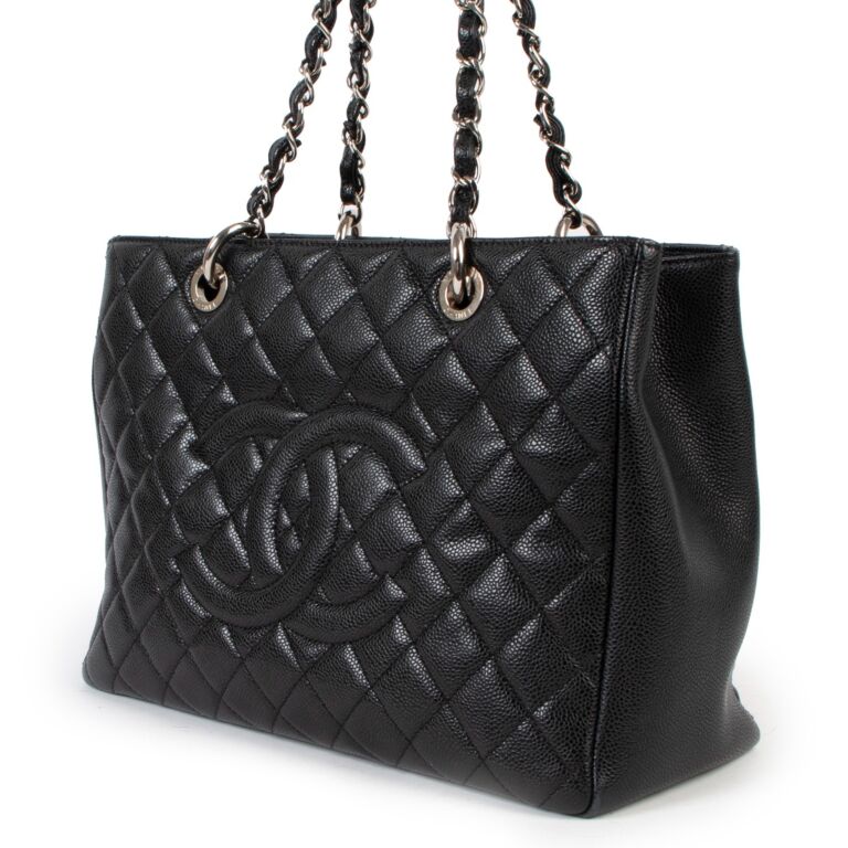 Chanel caviar quilted grand shopping tote gst black hotsell