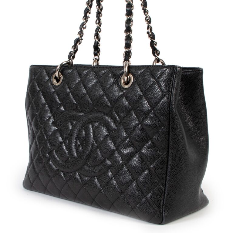 CHANEL Caviar Quilted Leather Grand Shopper GST Bag Blue