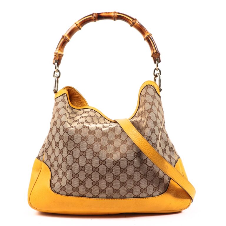 Gucci Monogram/ Yellow Diana Bamboo Shoulder Bag ○ Labellov ○ Buy and Sell  Authentic Luxury