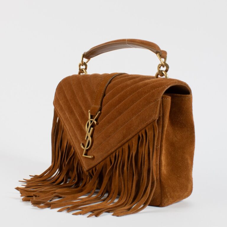 Saint Laurent YSL Monogram Small Suede Black Fringe