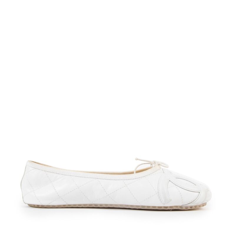 Chanel Classic Ballet Flats Off-White Leather