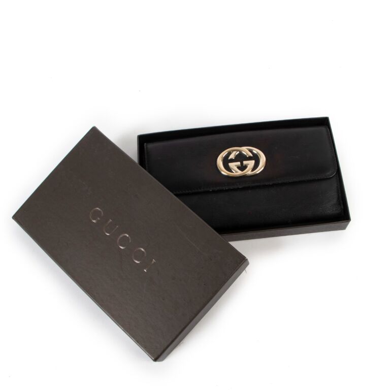 【GUCCI】WALLET Gucci Black Interlocking GG Long Wallet ○ Labellov ○ Buy