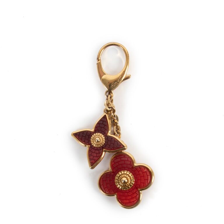 LOUIS VUITTON Flash Flower Chain Bag Charm Key Holder Red