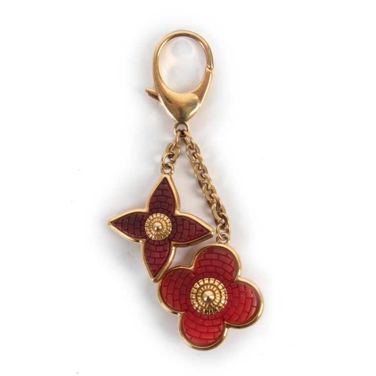 LOUIS VUITTON Key ring holder chain Bag charm AUTH Ron Charm Pom Damour Red  F/S