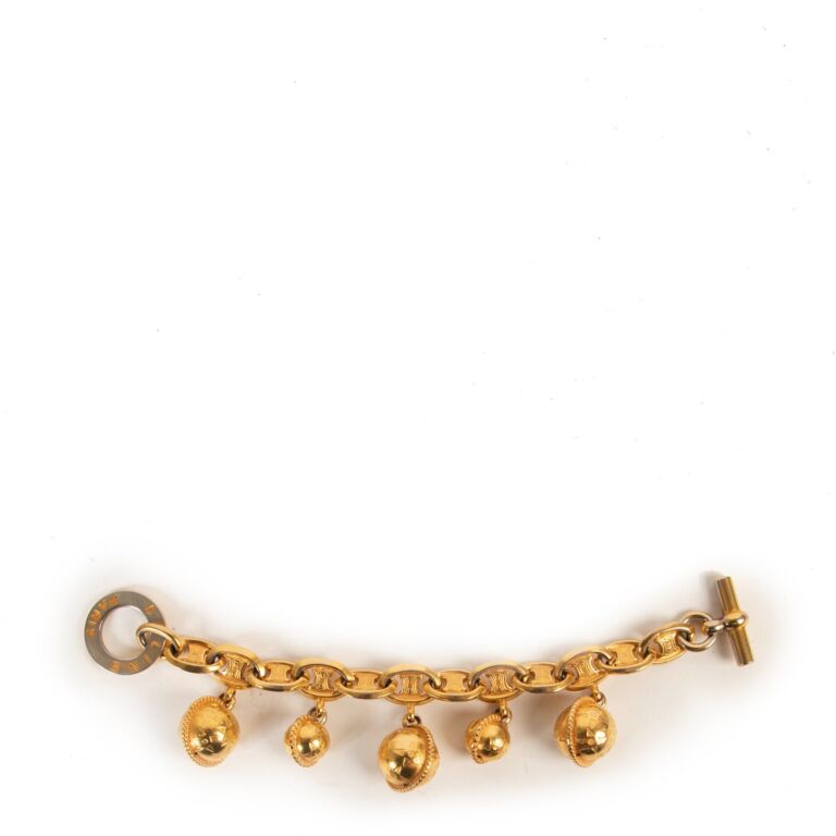 Celine Vintage 1990 Gold-tone Triomphe Planisphere Charm Bracelet ○  Labellov ○ Buy and Sell Authentic Luxury