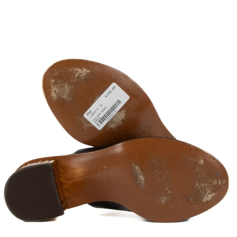 Chloé Black Leather Qassie Mule Sandals - Size 37,5