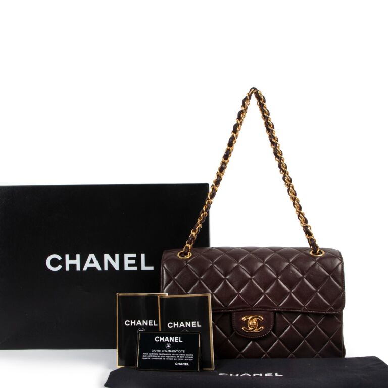 Chanel Vintage Brown Lambskin Double Sided Classic Flap Bag