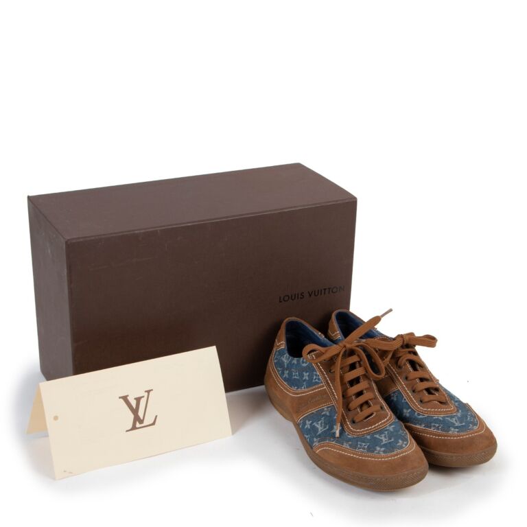 Louis Vuitton Blue/Black Monogram Denim And Suede Low Top Sneakers