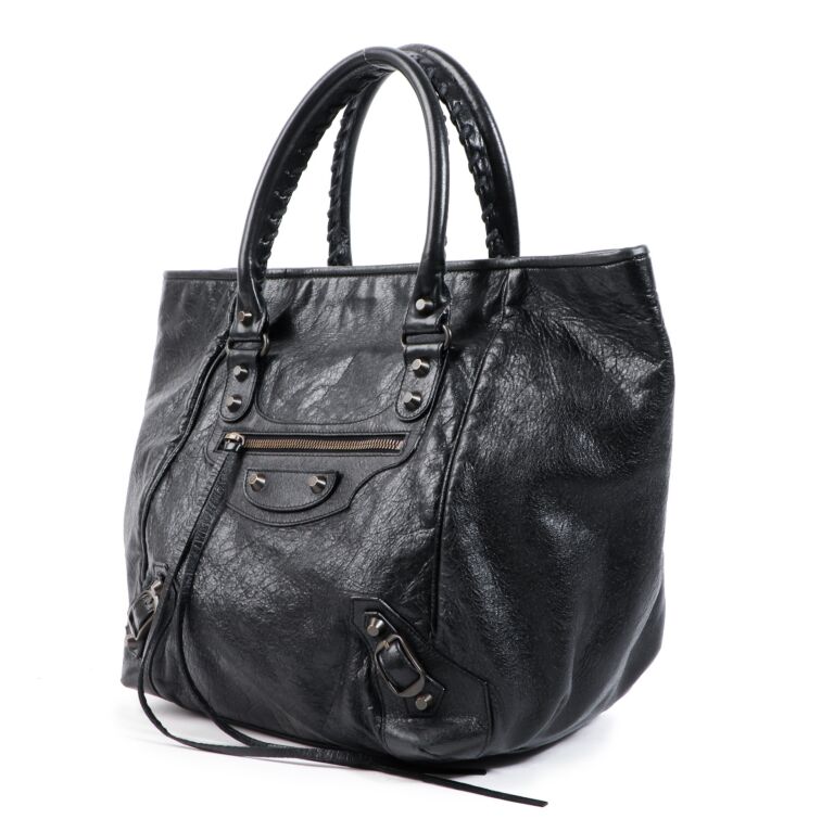 Balenciaga Black Agneau Leather Sunday Tote Bag Labellov Buy