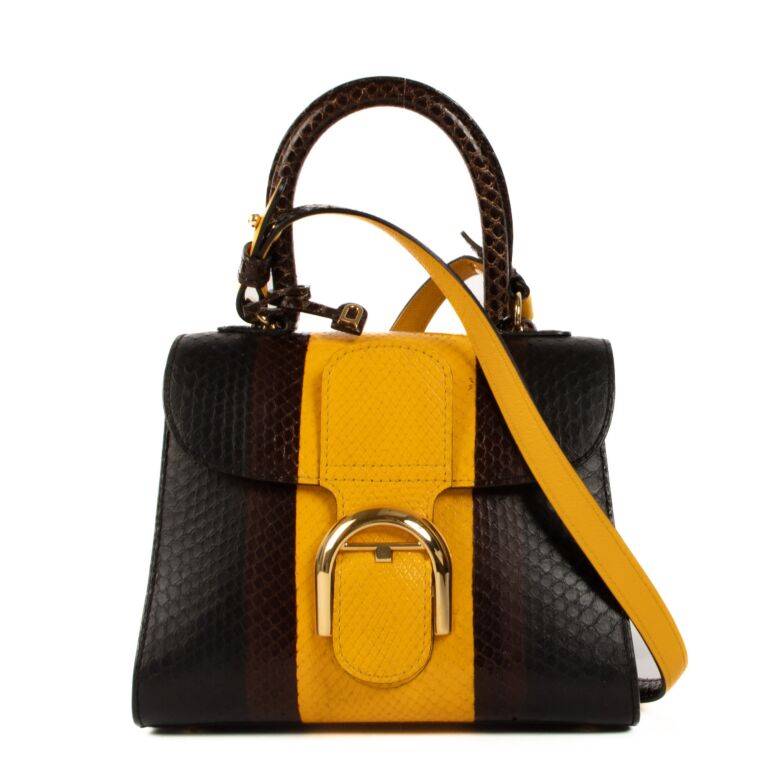 Delvaux Black & Yellow Python Mini Brillant Bag Labellov Buy and Sell ...