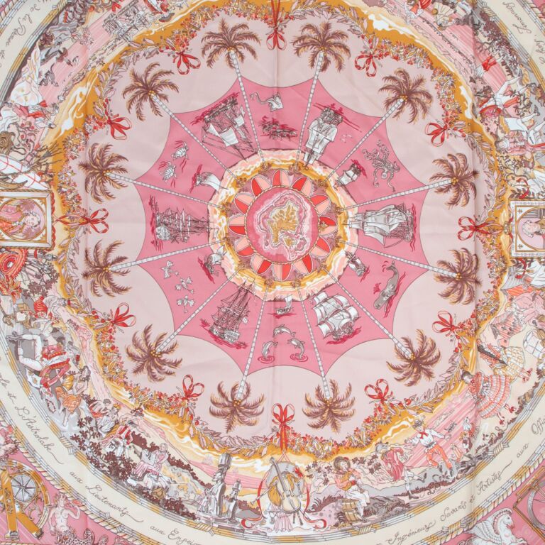 HERMES　スカーフ　カレ90　PER ASTRA AD ASTRA Hermès Pink Per Astra Ad Astra Silk Carré 90 Scarf