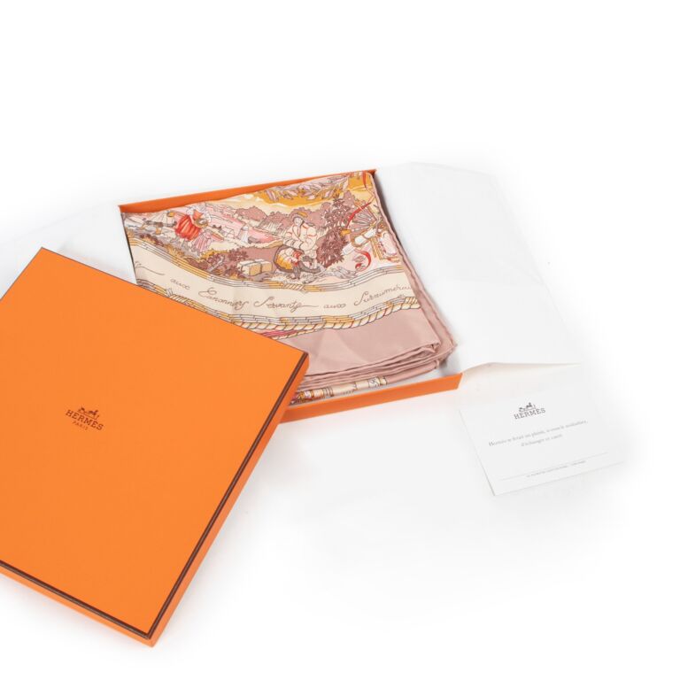 Hermès Pink Per Astra Ad Astra Silk Carré 90 Scarf
