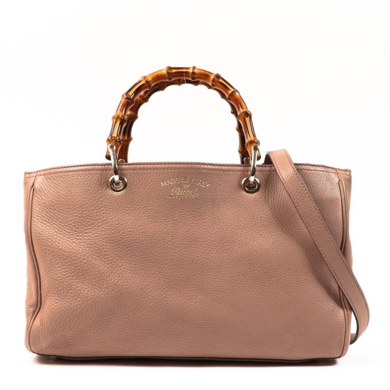 Gucci pink bamboo online handbag