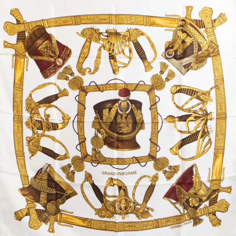 HERMESエルメス スカーフ　grand uniforme HERMES Grand Uniforme Silk Scarf 90 - Consigned Designs