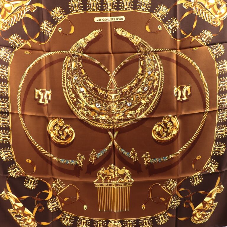 Hermès Carré Les Cavaliers D'Or Silk Scarf ○ Labellov ○ Buy and