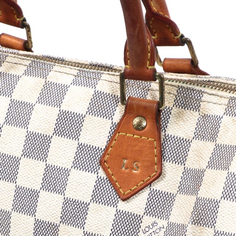Louis Vuitton Damier Azur Speedy 30 Top Handle Bag ○ Labellov