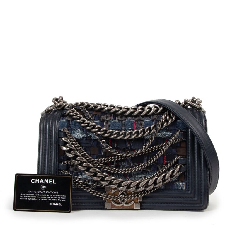 Chanel Black Leather Enchained Boy Medium Flap Bag - Yoogi's Closet