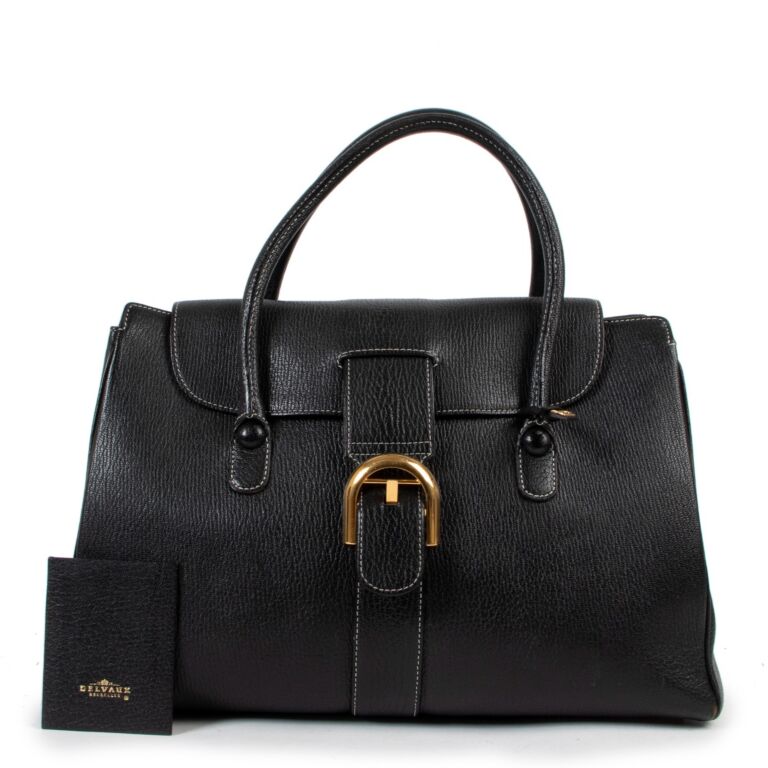 DELVAUX Brillant PMin Canvas ハンドバッグ Delvaux Natural/Tan Calf Trim Canvas Brillant PM Bag