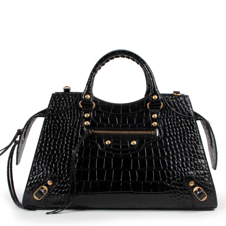 Balenciaga Neo Classic Crocodile Embossed Handbag Labellov Buy and Sell Authentic Luxury