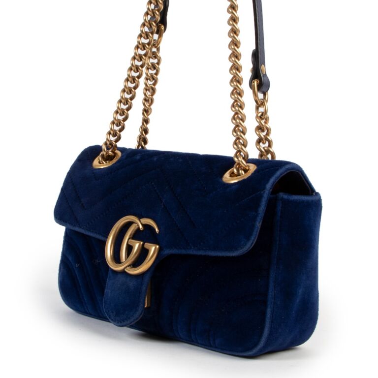 Gucci marmont hotsell mini blue velvet