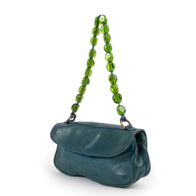 Dries Van Noten Teal Beaded Strap Mini Shoulder Bag