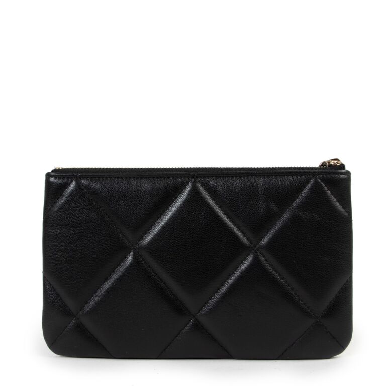 Chanel 19 Black Grained Calfskin Pouch Labellov Buy and Sell