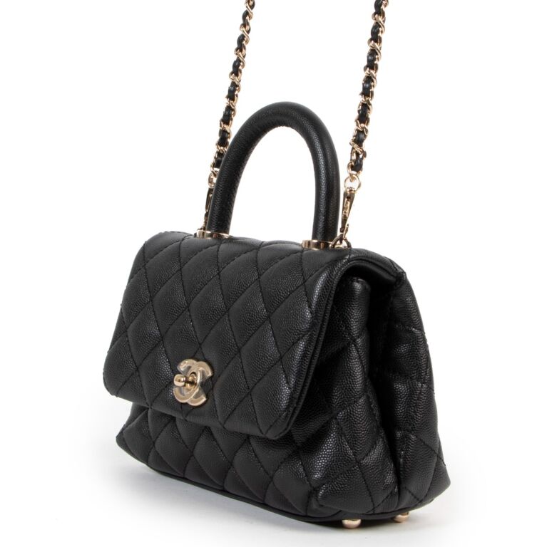 Chanel Coco Handle Small Flap Bag Grained Calfskin & Black Metal