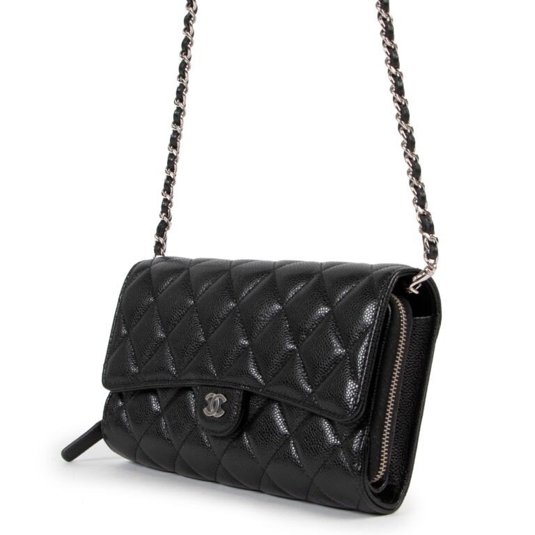 Chanel Fall 2020 Black Caviar Classic Wallet On Chain Labellov Buy and Sell Authentic Luxury