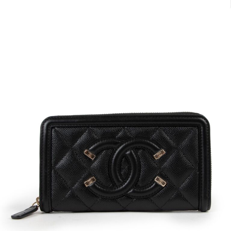 Chanel CC Filigree Zipped Long Wallet ○ Labellov ○ Buy and Sell