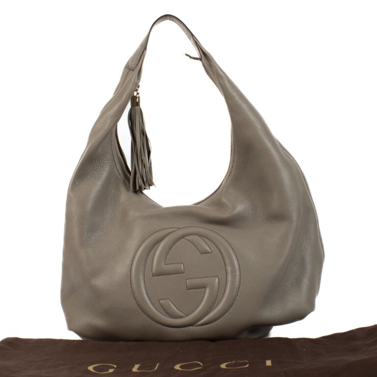 GUCCI Soho ハンドバッグ グレー Gucci Grey Pebbled Leather Soho Hobo Bag ○ Labellov ○ Buy