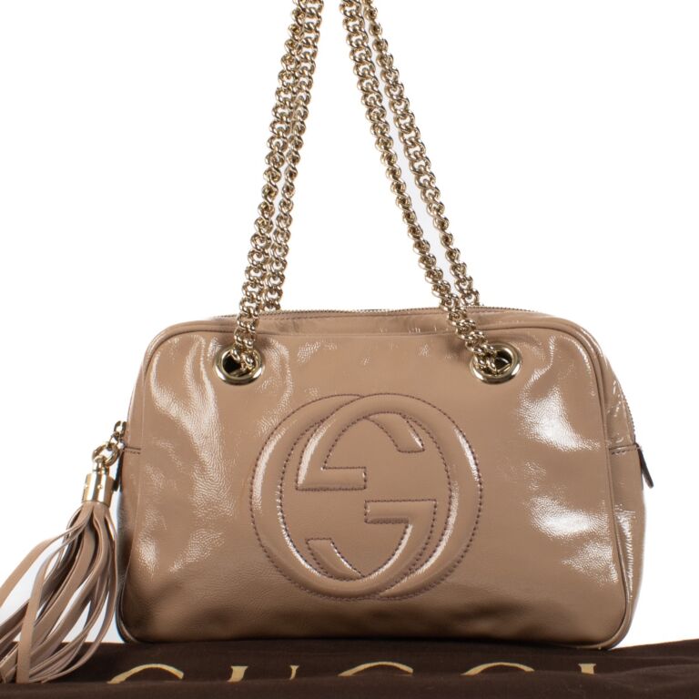 Gucci Pink Patent Leather Soho Chain Shoulder Bag