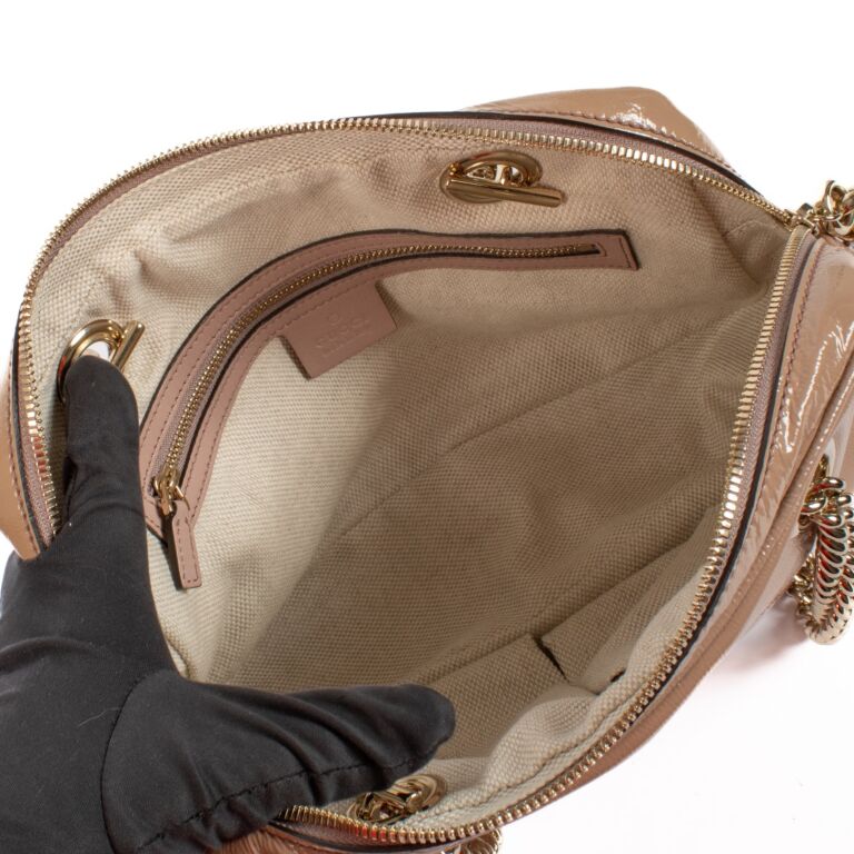 Gucci Pink Patent Leather Soho Chain Shoulder Bag