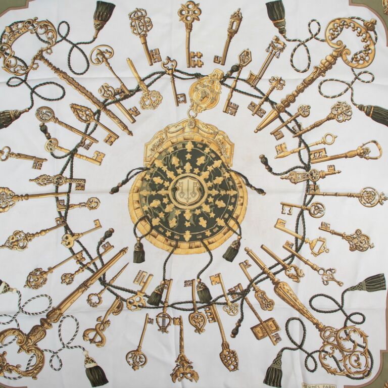 入荷通知 アプリ おすすめ Silk 90 Carré Clés Les Keys Golden Hermès Scarf Labellov ○ 小物