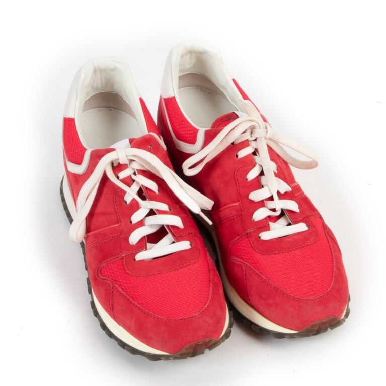 LOUIS VUITTON Suede Calfskin Run Away Sneakers 36 Rouge 1286365