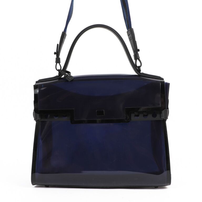 Delvaux Dark Blue Vinyl Dark Knight Tempete Top Handle Bag Delvaux