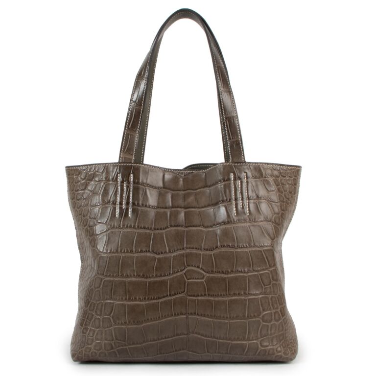 Hermes Double Sens 36 Alligator Chiffon Reversible Tote Bag Labellov Buy and Sell Authentic Luxury