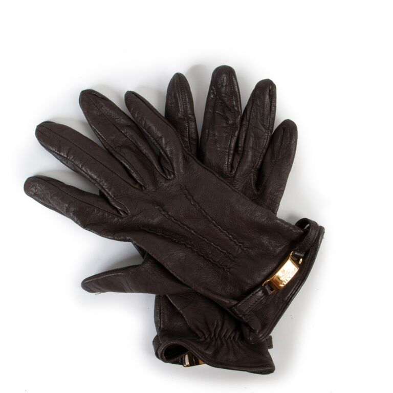 Prada Brown Lambskin Leather Gloves ○ Labellov ○ Buy and